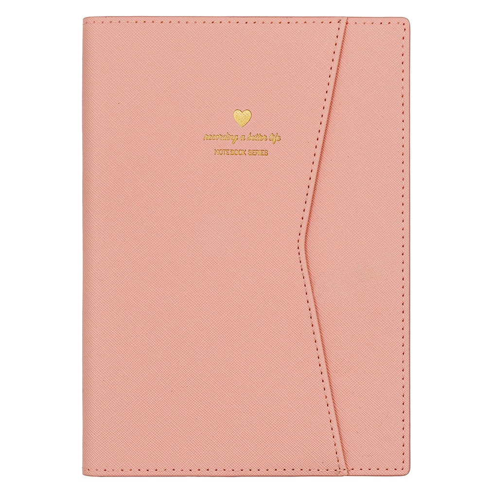 Pembe Cover-Pocket 15x21 cm Çizgili Defter