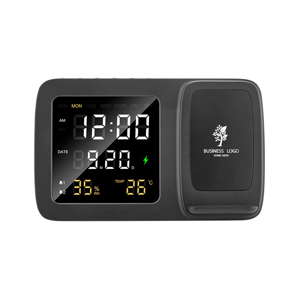 Siyah Wireless Şarj Cihazı  ve  Dijital Saat